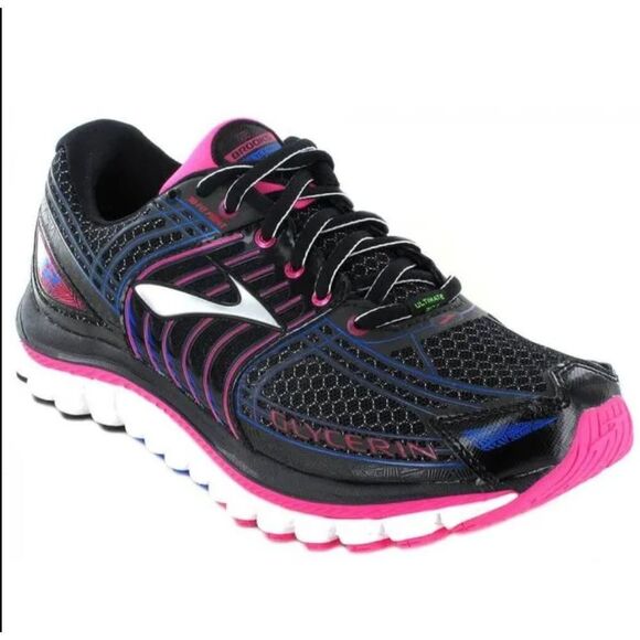 Brooks Glycerin 12 Women's‎ Cushioned Road Running Shoe Black & Pink - Picture 1 of 10